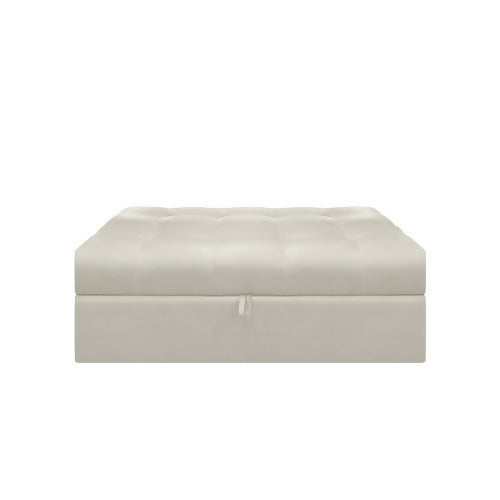 SOFA CAMA ANGELA CON BRAZOS CUERO SINTÉTICO BEIGE