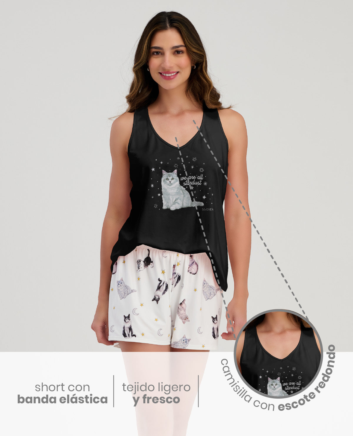 PIJAMA SHORT | CAMISILLA ESCOTE REDONDO