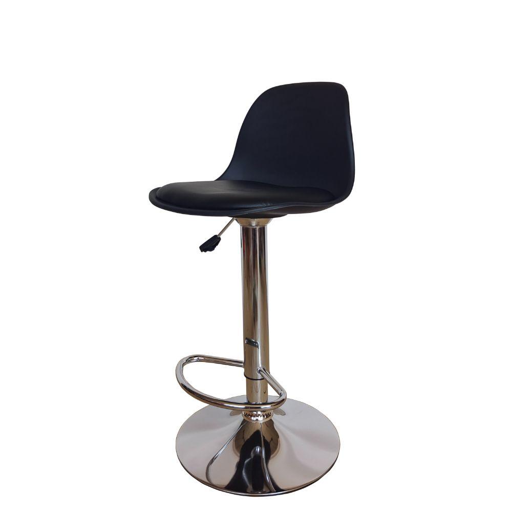 KIT DE DOS SILLAS BAR NAPOLES, NEGRA, BASE METAL CROMADO