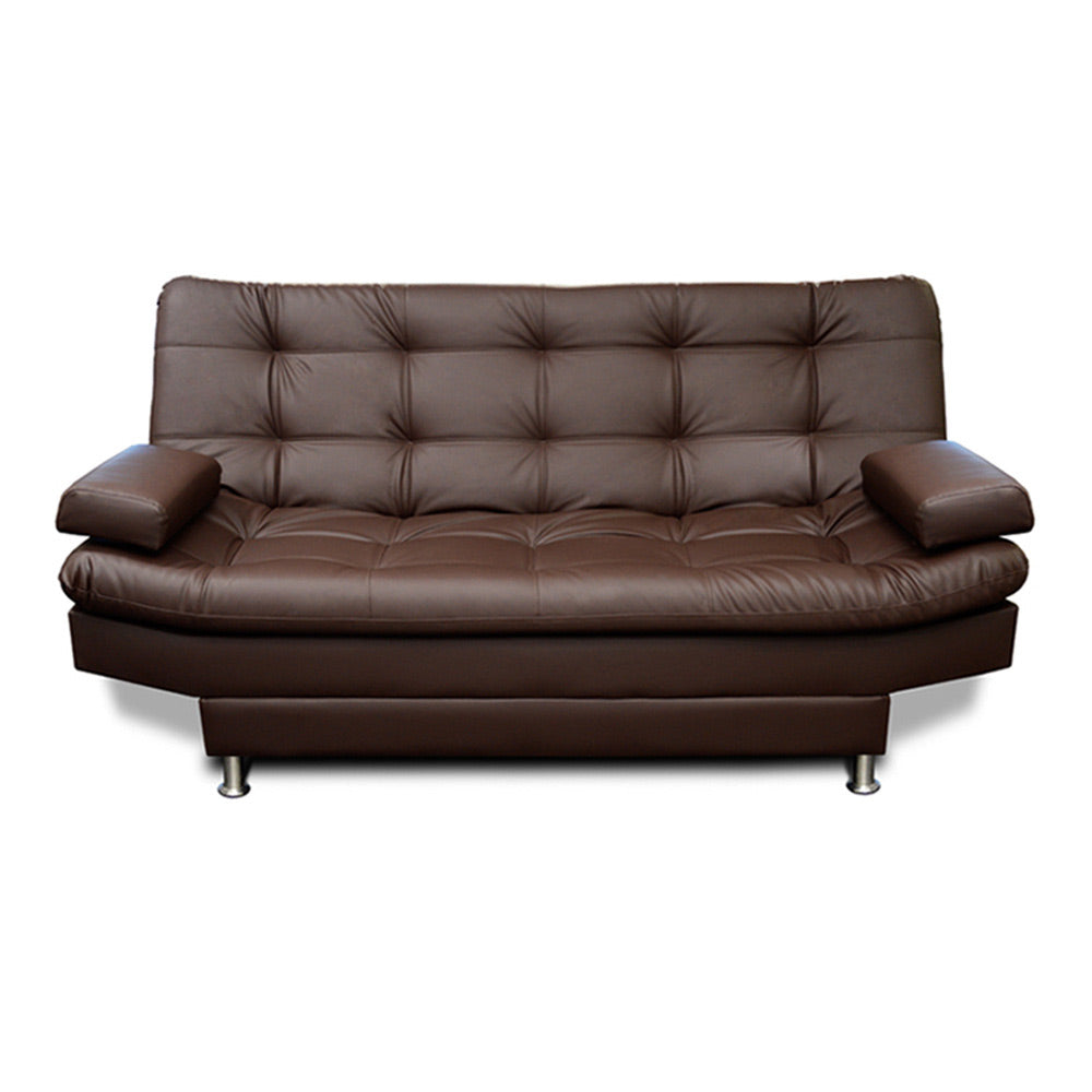 SOFÁ CAMA CARVALLO 3 POSICIONES TIPO CUERO CAFÉ