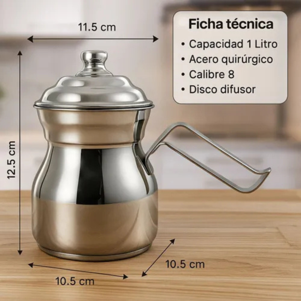 OLLETA JARRA LECHERA ACERO QUIRÚRGICO DISCO DIFUSOR 1 LITRO