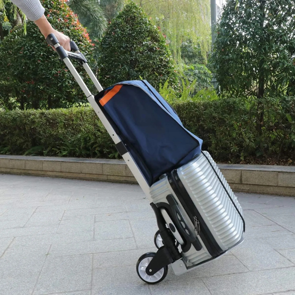 CARRETILLA ALUMINIO PLEGABLE 3 RUEDAS 80 KG PORTÁTIL GOMAS DE SUJECIÓN LIGERA Y RESISTENTE