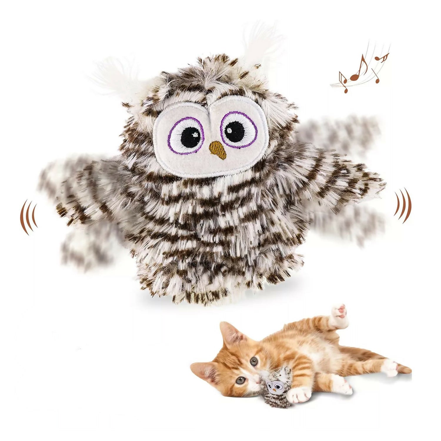 BUHO OSCILANTE RECARGABLE CON SONIDO CATNIP