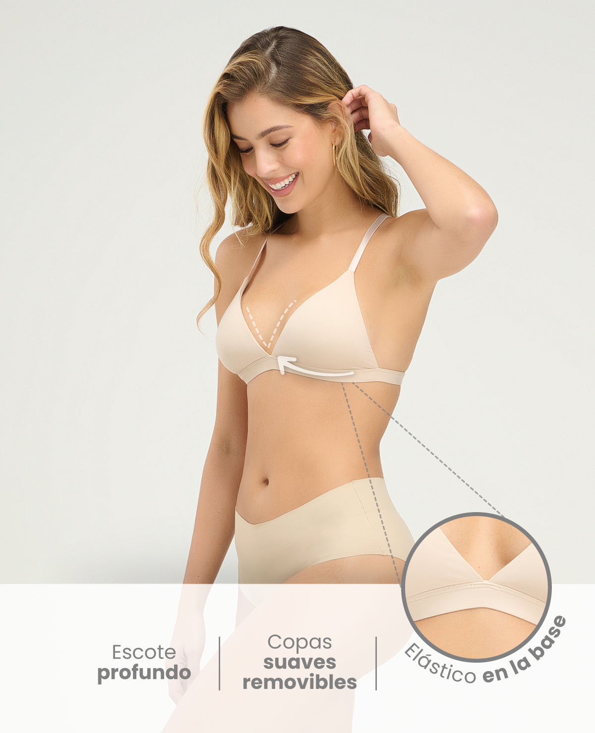 BRASIER TRIANGULAR | ESCOTE PROFUNDO | COPAS SUAVES