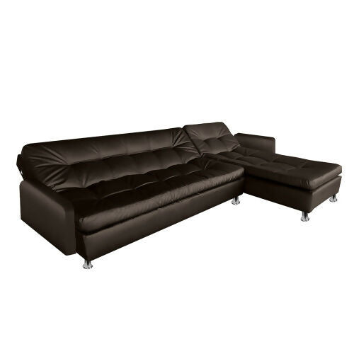 SOFA CAMA SOPHIE EN L CUERO SINTÉTICO CAFÉ