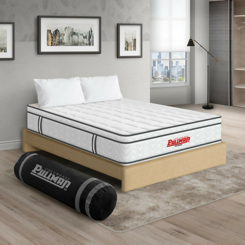 COLCHÓN ORTHOPACK EURO + BASE CAMA + ALMOHADA COLOR CLASICO TELA COLOR BEIGE 120X190 SEMIDOBLE