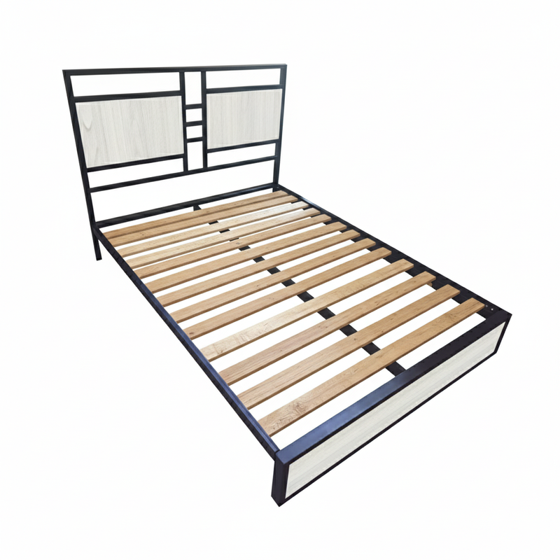 CAMA SEMIDOBLE METAL MADERA AMATISTA GRIS 120 X 190 X 24/GRIS