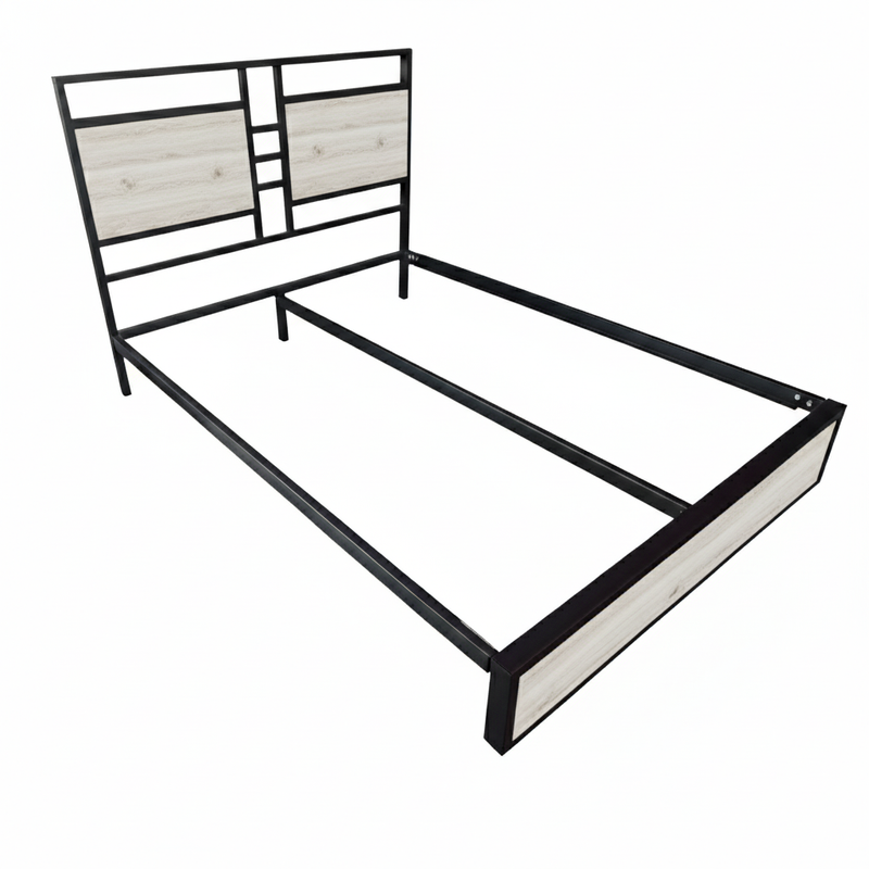 CAMA SEMIDOBLE METAL MADERA AMATISTA GRIS 120 X 190 X 24/GRIS