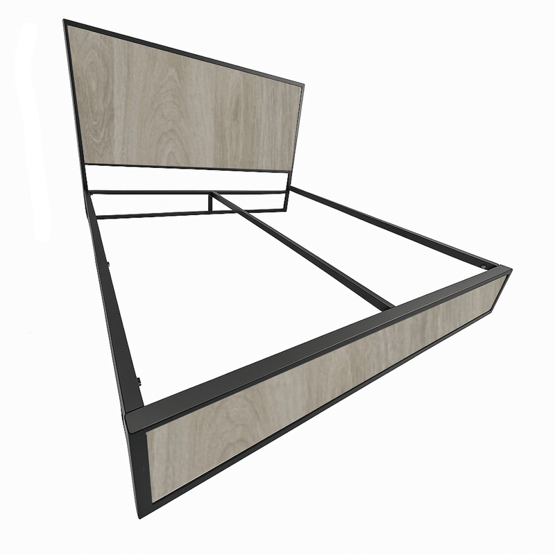 Cama King Metal Madera Agata Gris Oscuro 200 x 200 x 20
