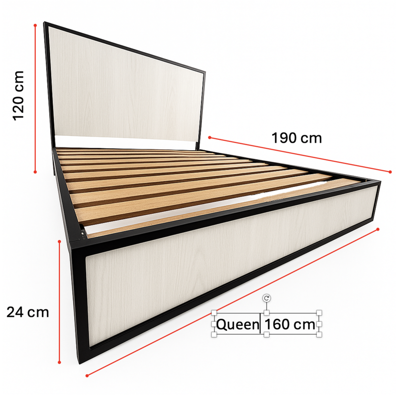 CAMA QUEEN METAL MADERA AGATA GRIS 160 X 190 X 24/GRIS