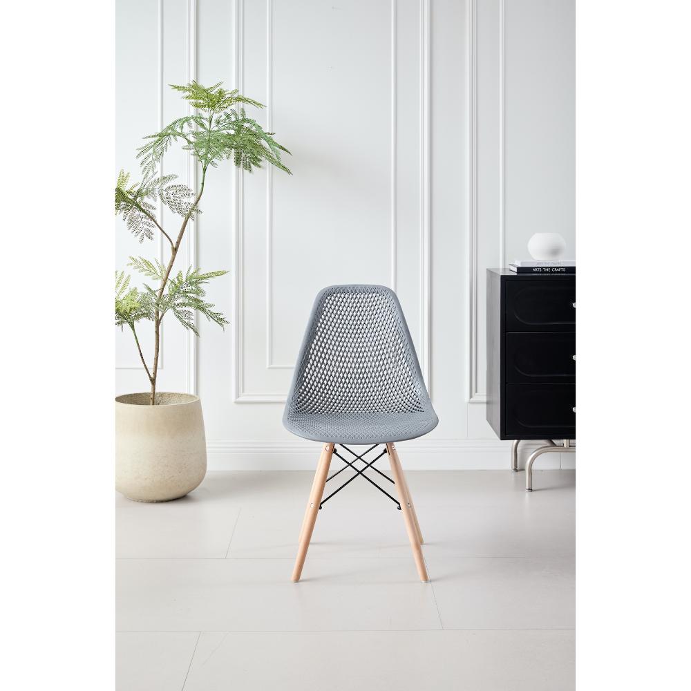 SILLA MARCUS, COLOR GRIS OSCURO, CON ESPALDAR Y PATAS EN MADERA