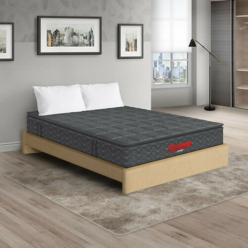 COLCHÓN ORTHOPACK BTU + BASE CAMA + ALMOHADA COLOR GRIS TELA COLOR BEIGE 200X200 KING