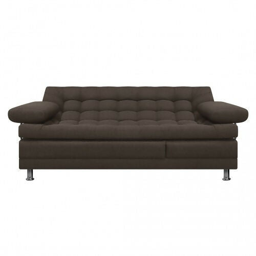 SOFA CAMA MULTIFUNCIONAL EURO 2 PUESTOS CON BRAZOS TELA CAFÉ