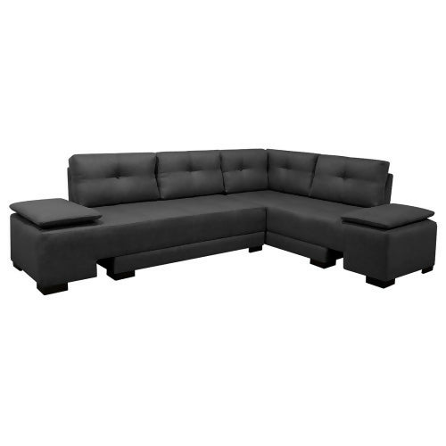 SOFA CAMA EN L STERIMBERG TELA GRIS OSCURO