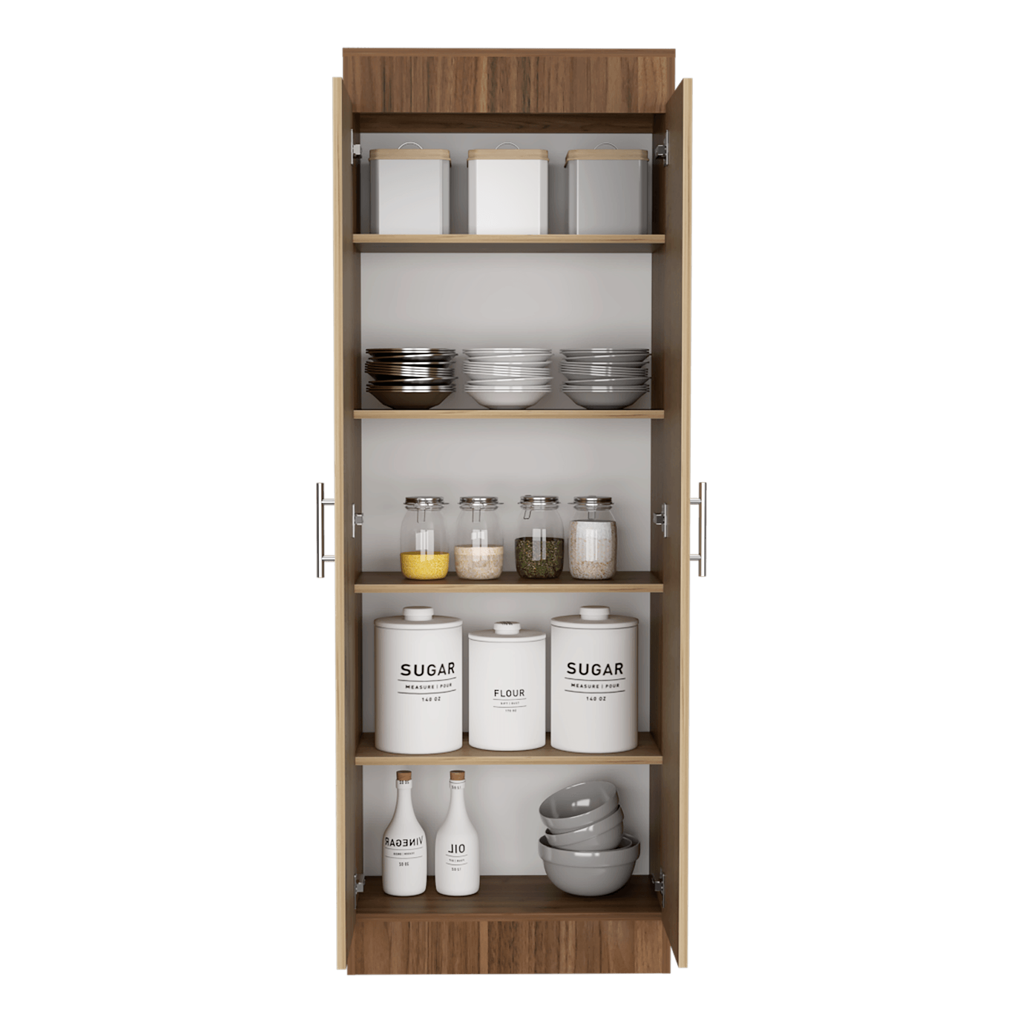 ALACENA AXIC, CASTAÑO Y CAFÉ CLARO, CON DOS PUERTAS BATIENTES Y AMPLIOS ESPACIOS