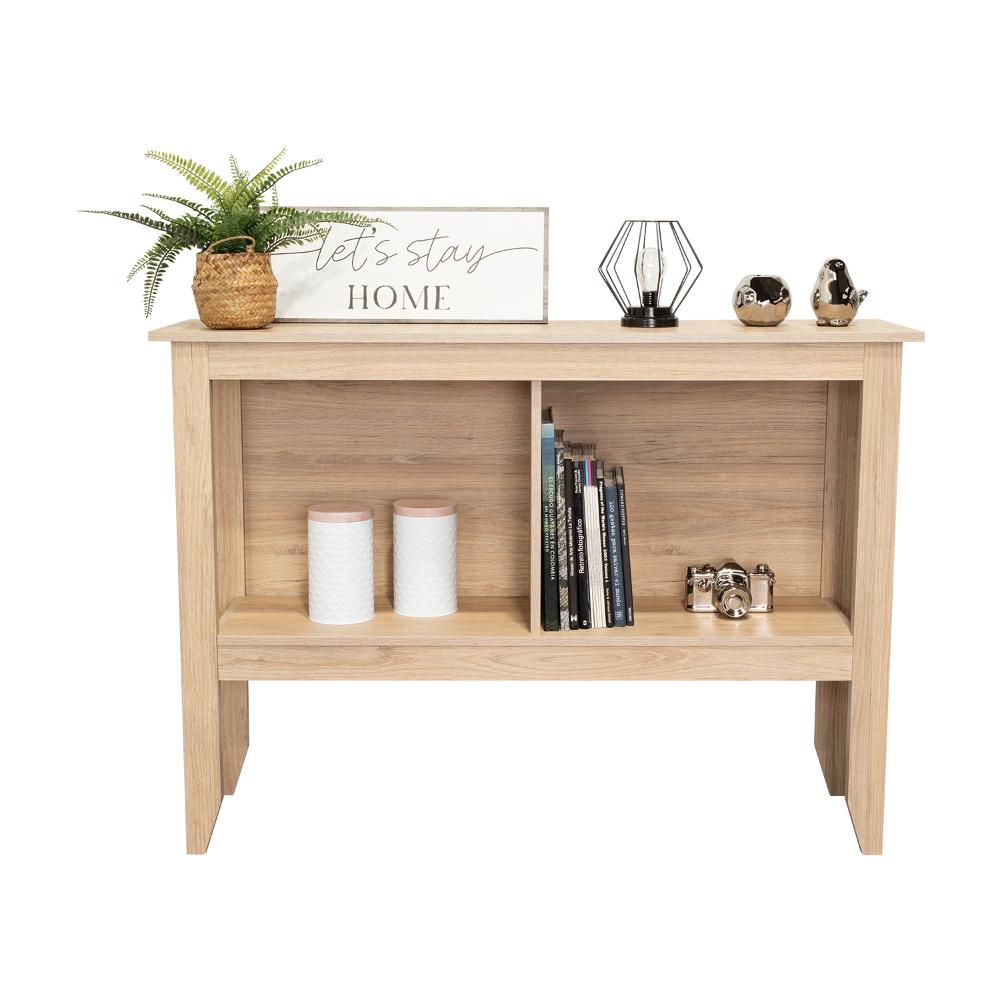 MESA AUXILIAR SARUME, BEIGE, CON ENTREPAÑO DOBLE Y AMPLIA SUPERFICIE ZF