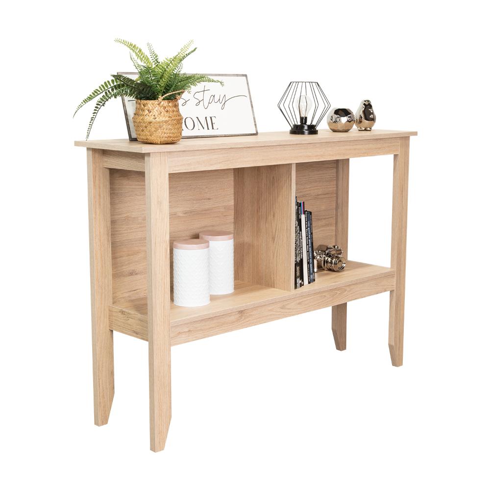 MESA AUXILIAR SARUME, BEIGE, CON ENTREPAÑO DOBLE Y AMPLIA SUPERFICIE ZF