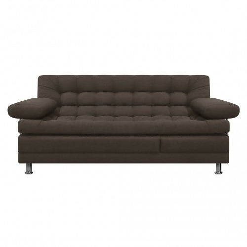 SOFA CAMA MULTIFUNCIONAL EURO 2 PUESTOS CON BRAZOS TELA CAFÉ