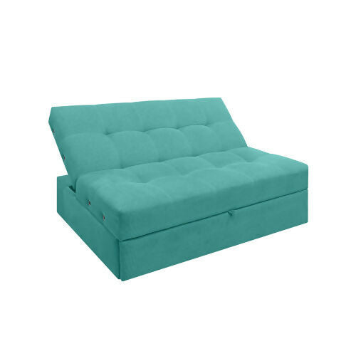 SOFA CAMA ANGELA CON BRAZOS ANTIFLUIDOS TURQUESA