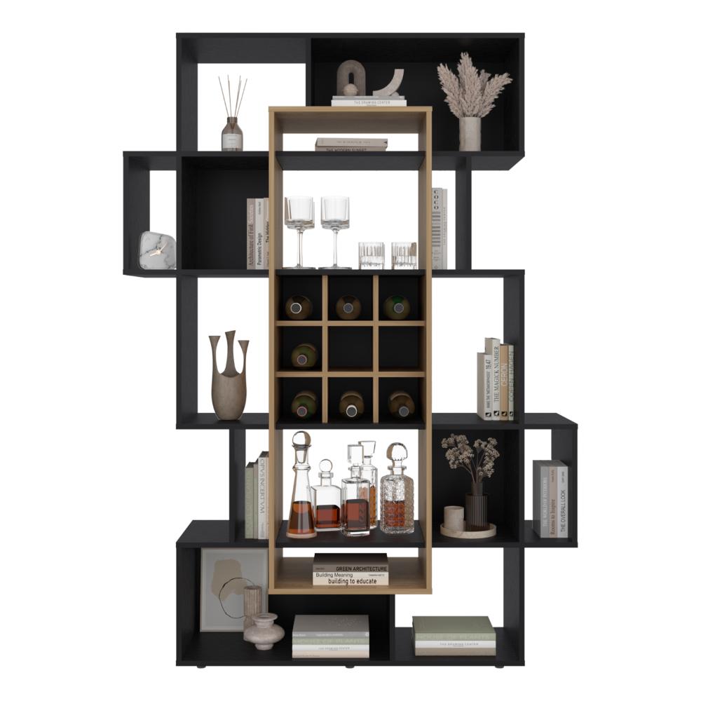 BIBLIOTECA BAR SIMBA, WENGUE Y FRESNO EUROPEO, CON ESPACIO PARA LIBROS, COPAS, LICORES