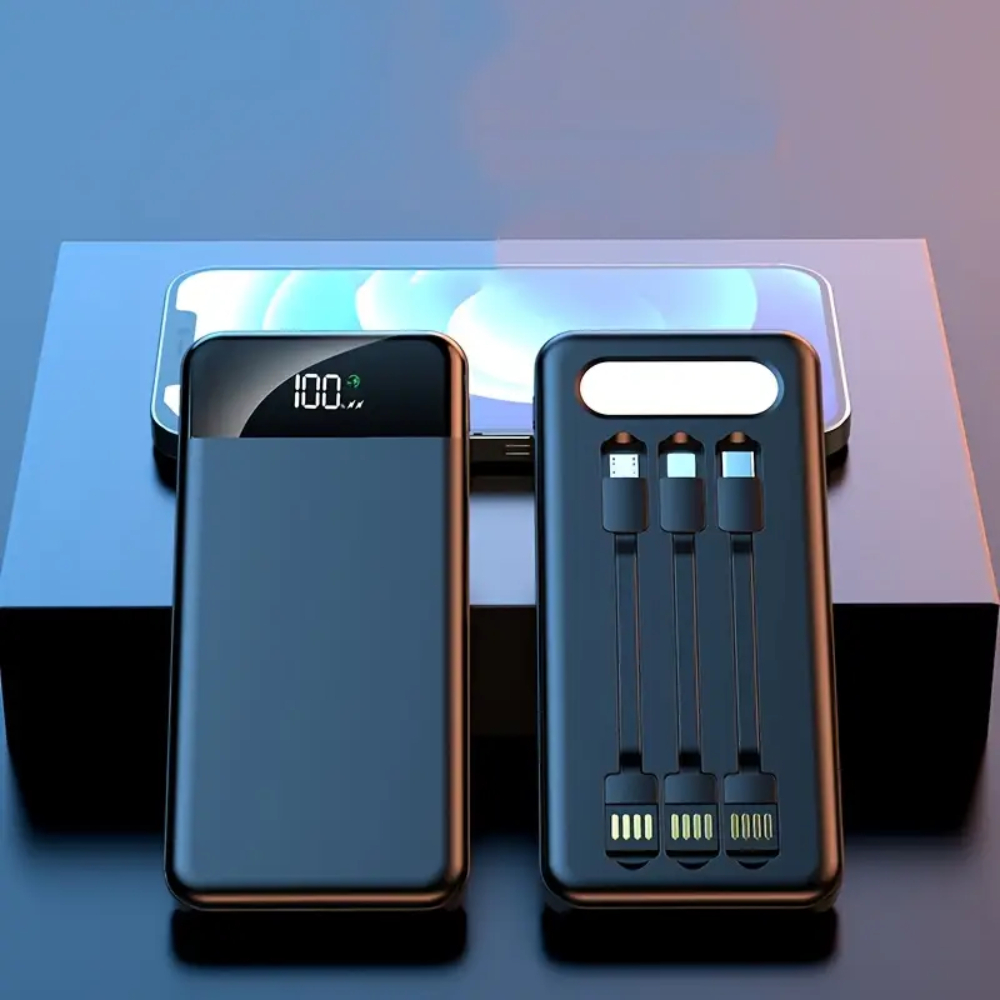 POWER BANK 20000MAH MULTIPUERTOS LIGHTNING V8 TIPO C CON LINTERNA