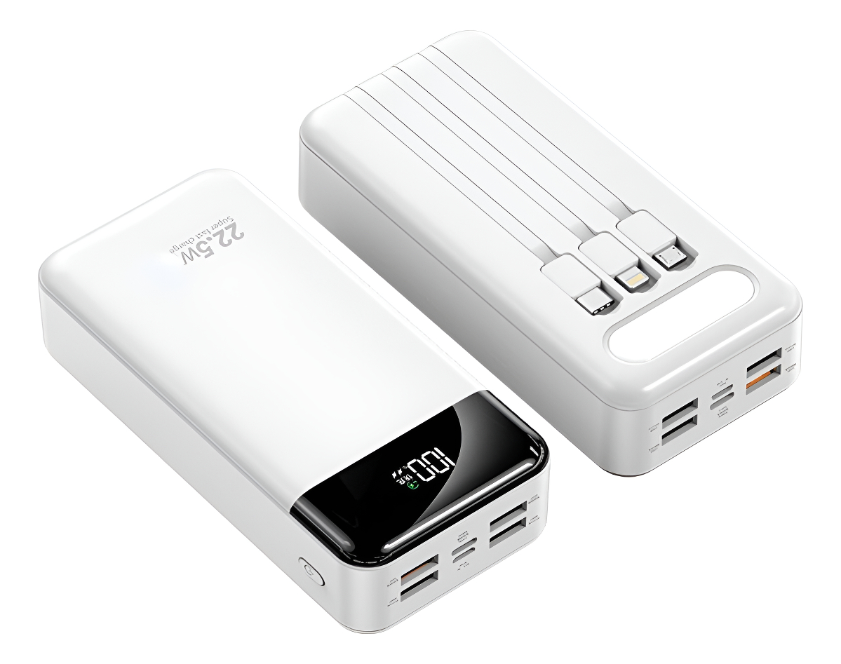 POWER BANK 20000MAH MULTIPUERTOS LIGHTNING V8 TIPO C CON LINTERNA