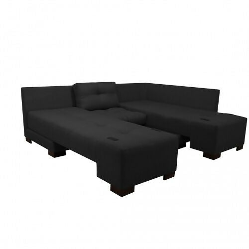 SOFA CAMA EN L STERIMBERG TELA NEGRO