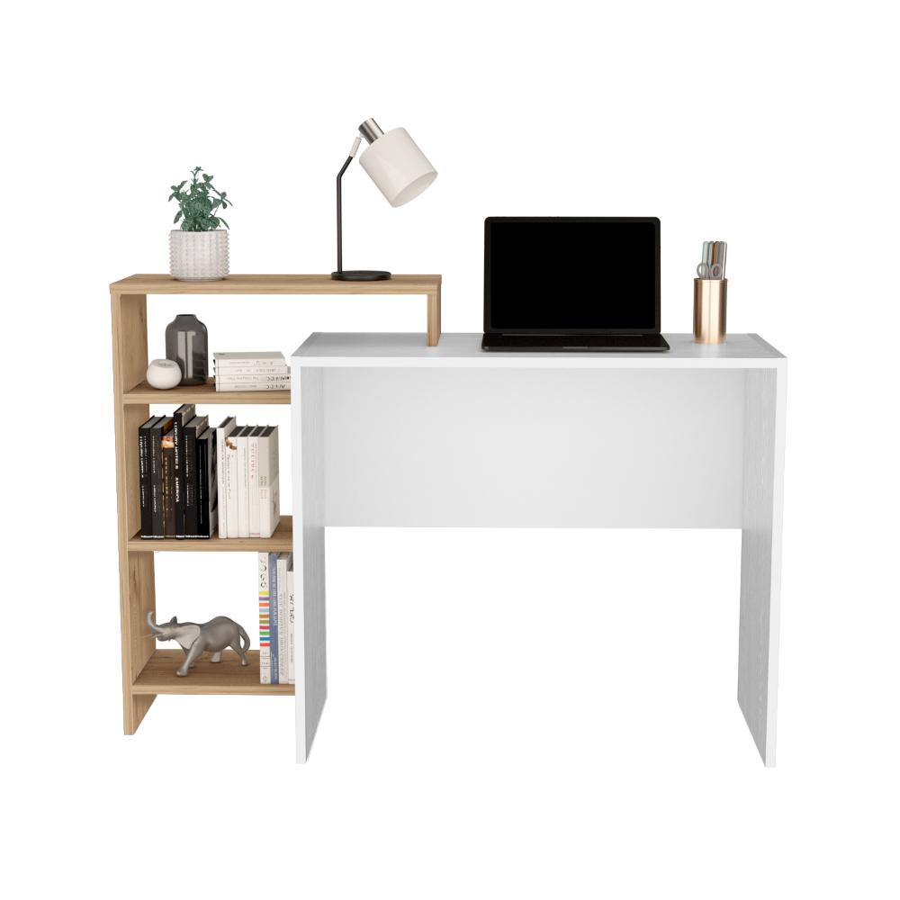 ESCRITORIO ESTELAR PLUS, CAFÉ CLARO Y BLANCO, MADERA RH