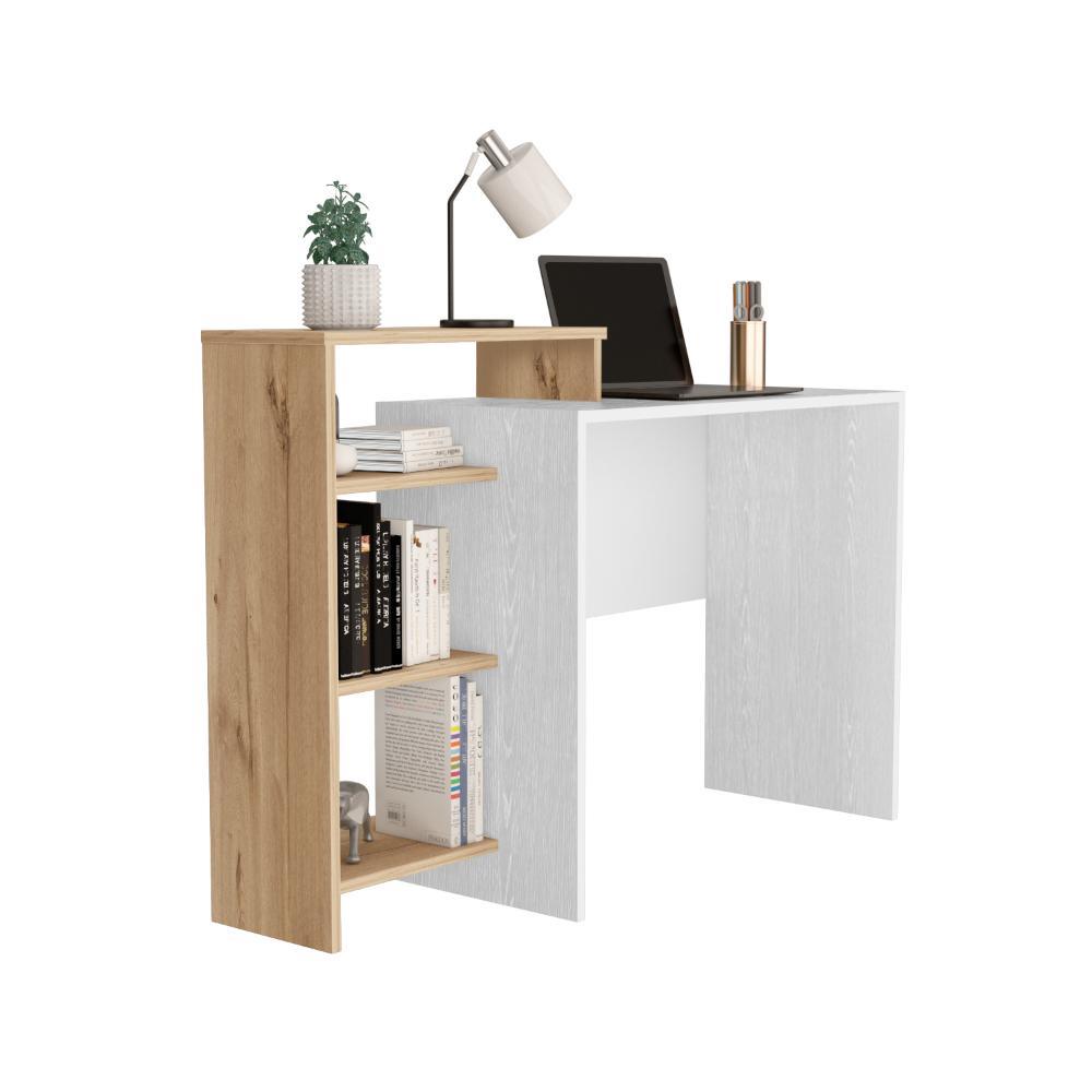 ESCRITORIO ESTELAR PLUS, CAFÉ CLARO Y BLANCO, MADERA RH