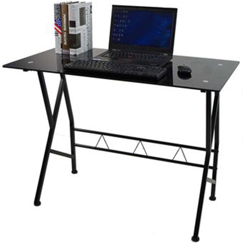 ESCRITORIO DE METAL PONGO, VIDRIO WENGUE, CON AMPLIO ESPACIO DE TRABAJO