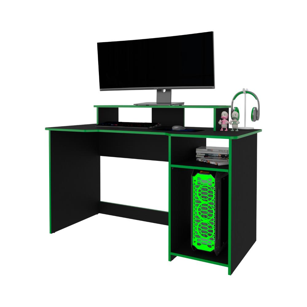 COMBO PARA OFICINA VINTEL, VERDE Y NEGRO, INCLUYE SILLA Y ESCRITORIO GAMER