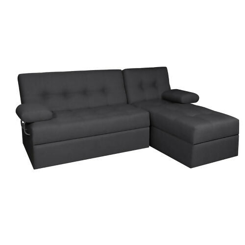 SOFA CAMA ANGELA EN L CON BRAZOS ANTIFLUIDOS GRIS OSCURO