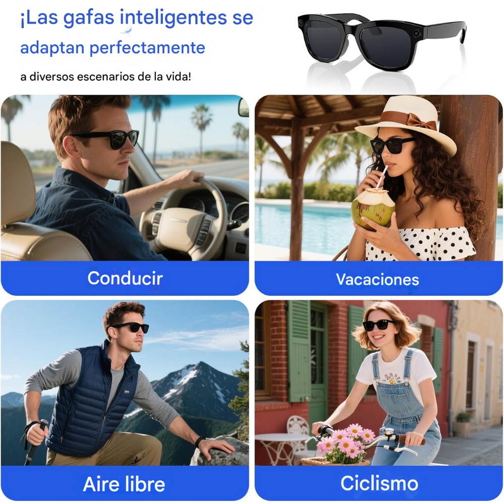 GAFAS CÁMARA INTELIGENTES BLUETOOTH ALTAVOZ SMART GLASSES IA