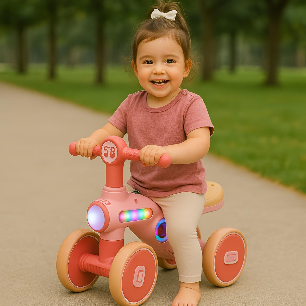 TRICICLO PASEADOR BEBES NIÑOS 4 RUEDAS LUCES LED MUSICAL