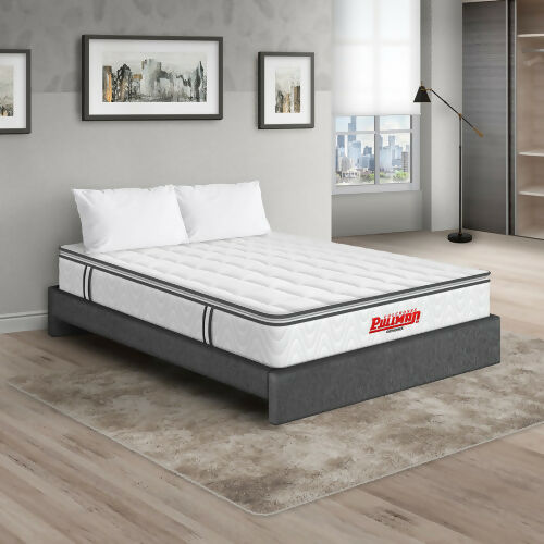 COLCHÓN ORTHOPACK BTU + BASE CAMA + ALMOHADA COLOR CLASICO TELA COLOR GRIS 120X190 SEMIDOBLE