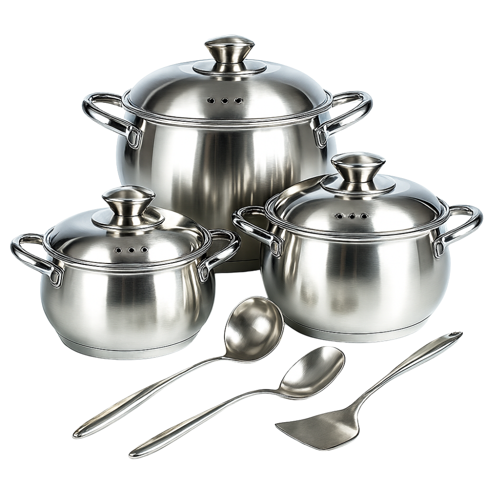 BATERÍA COCINA JUEGO OLLAS ACERO QUIRÚRGICO 3,6,9L SWISSHOME