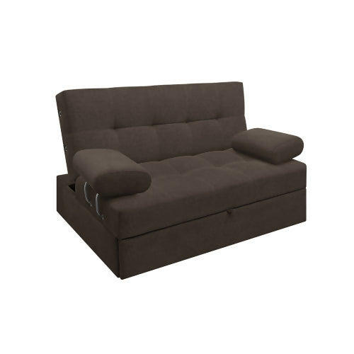 SOFA CAMA ANGELA CON BRAZOS TELA CAFÉ