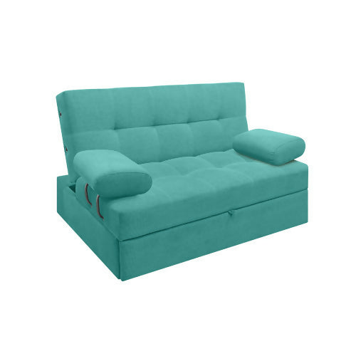 SOFA CAMA ANGELA CON BRAZOS ANTIFLUIDOS TURQUESA