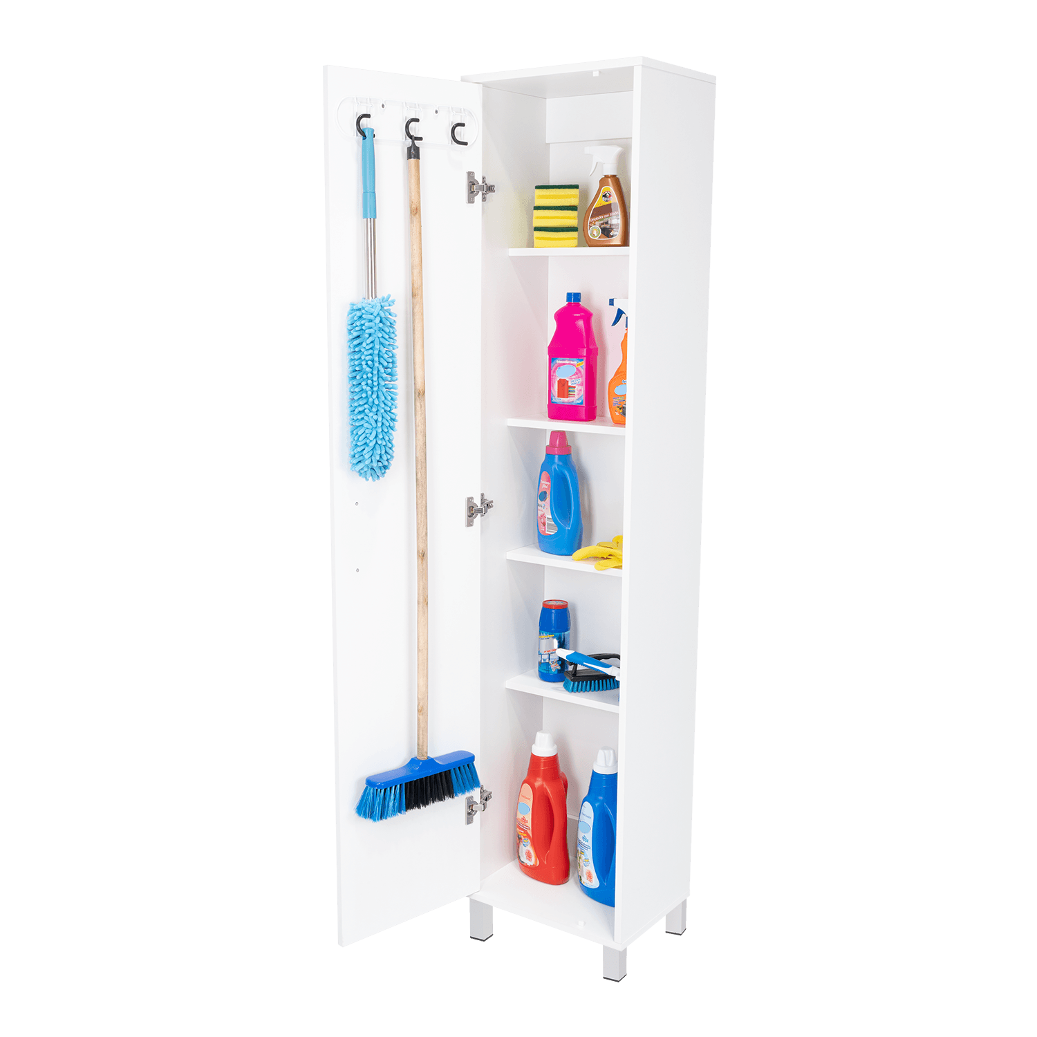 MUEBLE DE ASEO JALISCO, BLANCO, GRAN ESPACIO PARA ALMACENAR ARTICULOS DE ASEO, CON COLGADERO DE ESCOBAS ZF