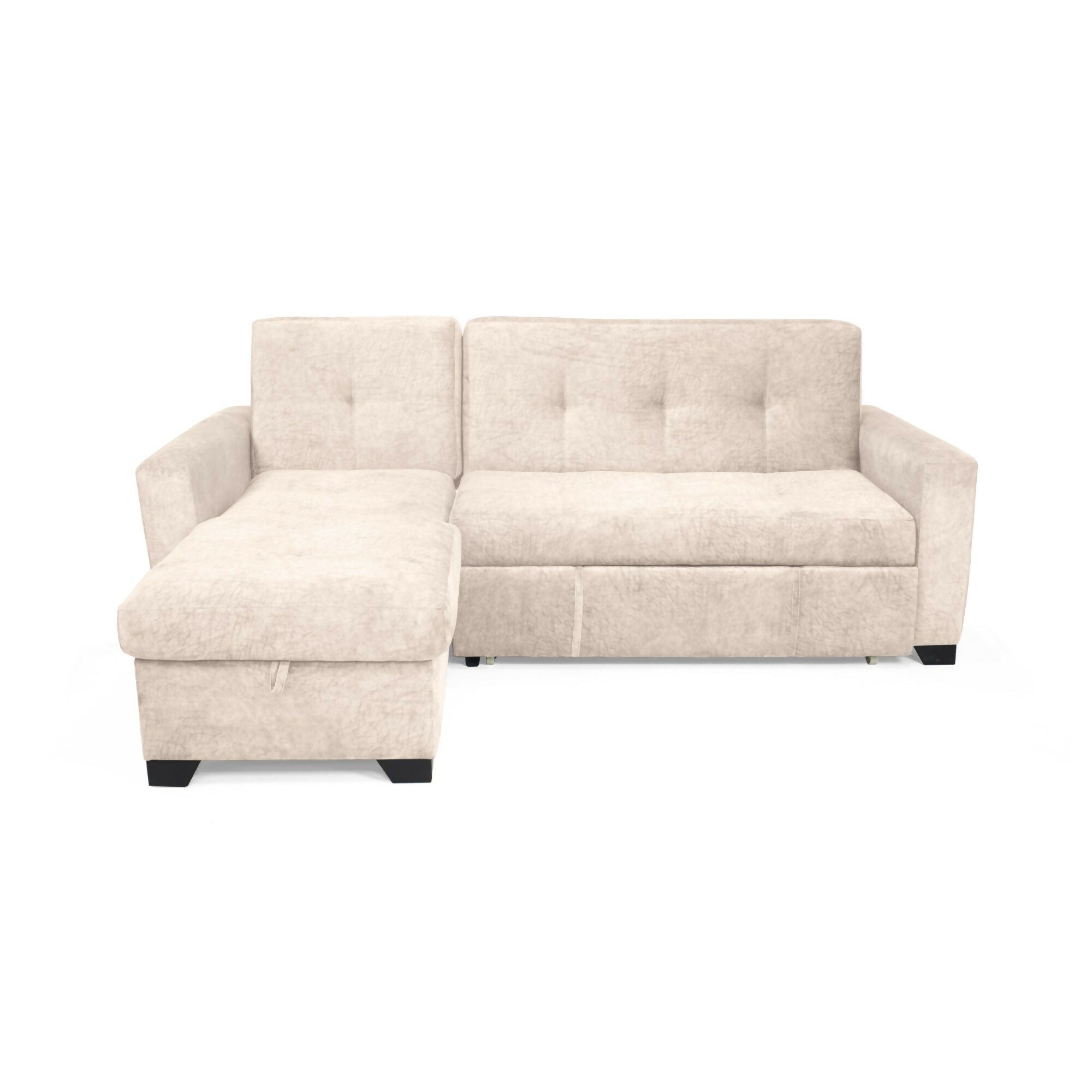 SOFA CAMA EN L ATLAS DERECHO 220X160X92 CON BAUL TELA BEIGE