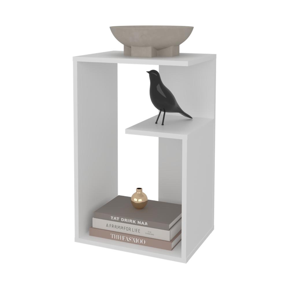 MESA AUXILIAR EVERT, BLANCO DUQUEZA Y BLANCO KRONOS, CON DISEÑO MODERNO Y ESPACIO PARA UBICAR OBJETOS ZF