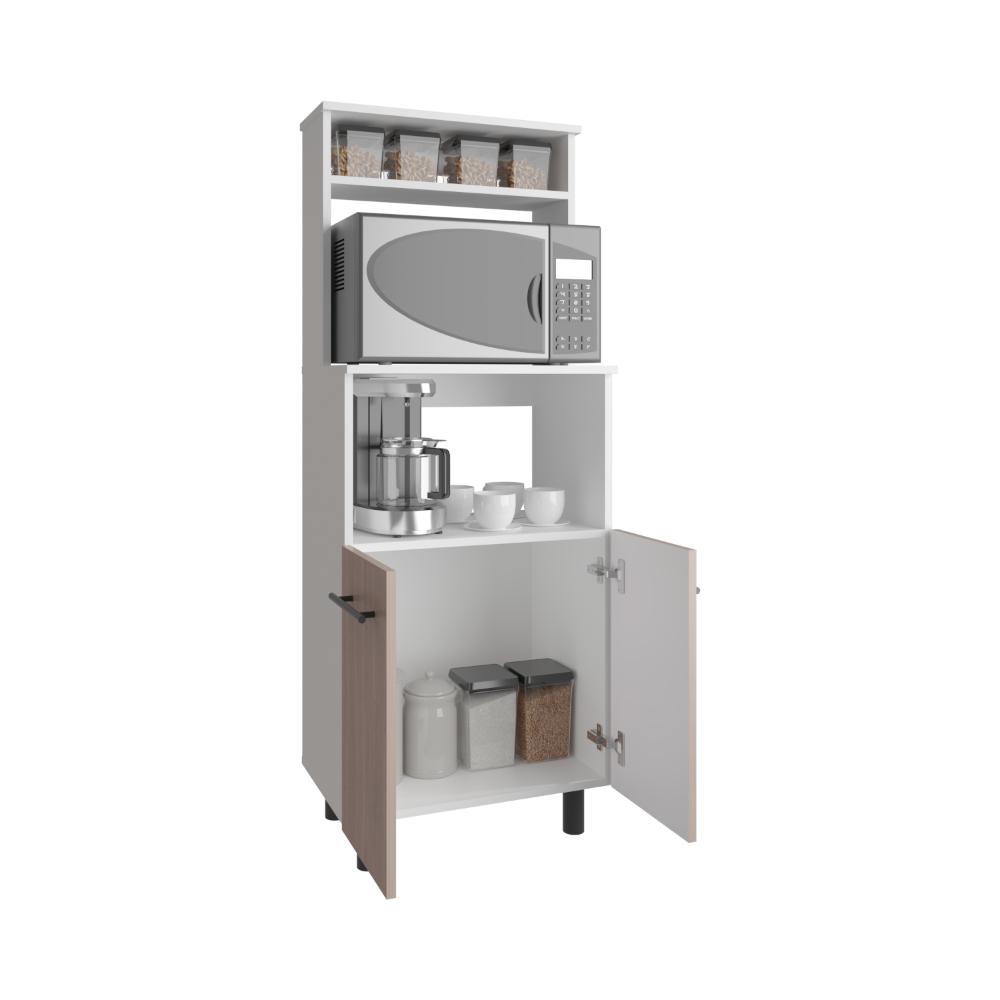 MODULO MICROONDAS BRISAN, BLANCO DUQUEZA Y BARDOLINO, CON GRAN CAPACIDAD DE ALMACENAMIENTO