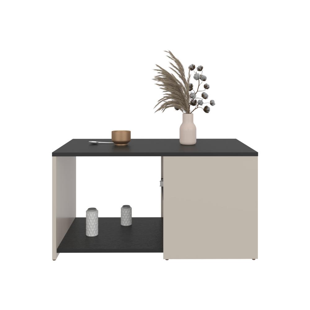 MESA DE CENTRO ADE, CAPRI Y WENGUE, CON ESPACIO PARA OBJETOS DECORATIVOS