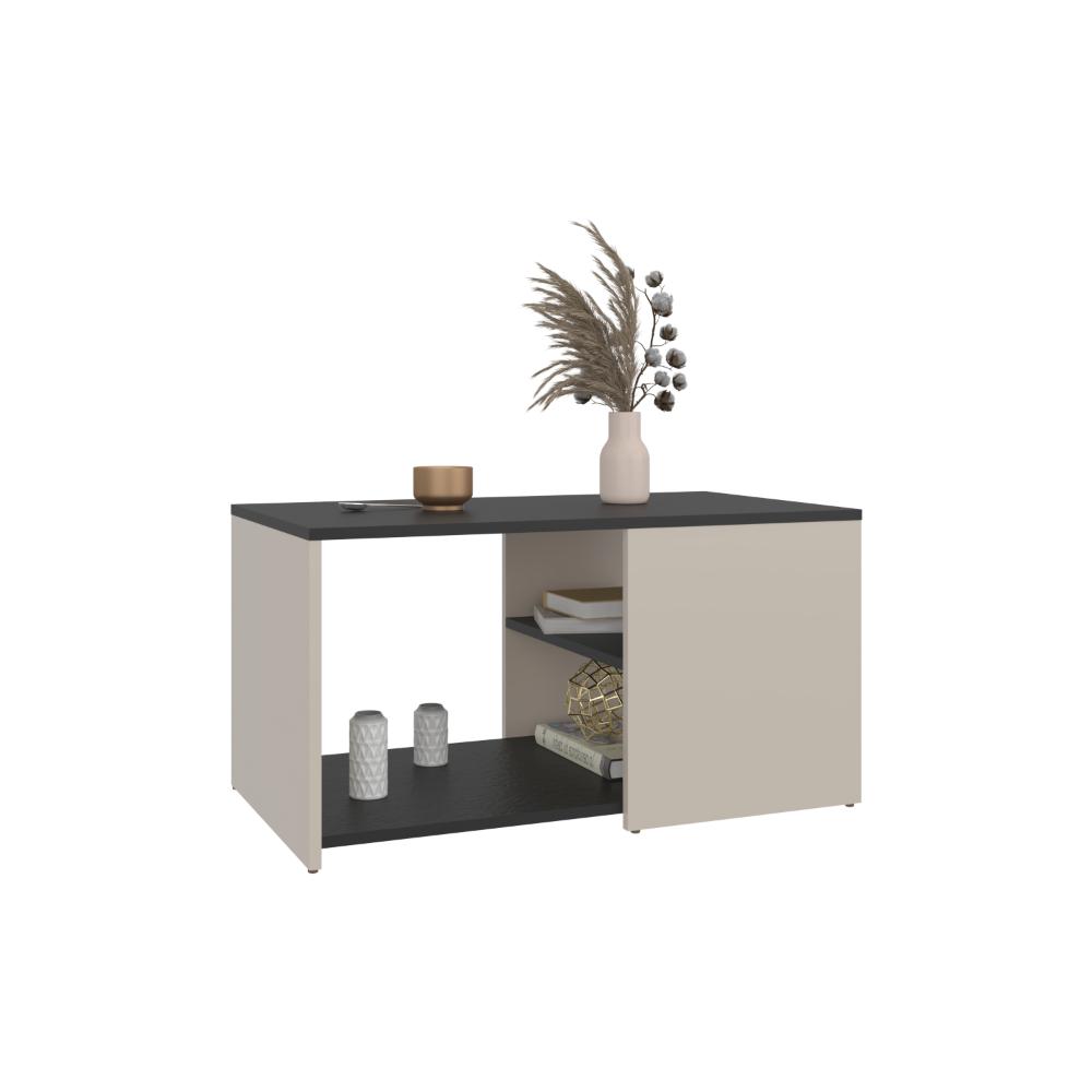 MESA DE CENTRO ADE, CAPRI Y WENGUE, CON ESPACIO PARA OBJETOS DECORATIVOS