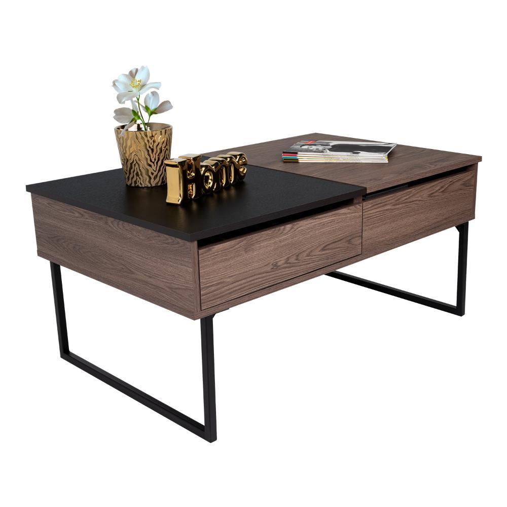 MESA DE CENTRO SALENTO, CHOCOLATE Y WENGUE, CON GRAN CAPACIDAD DE ALMACENAMIENTO