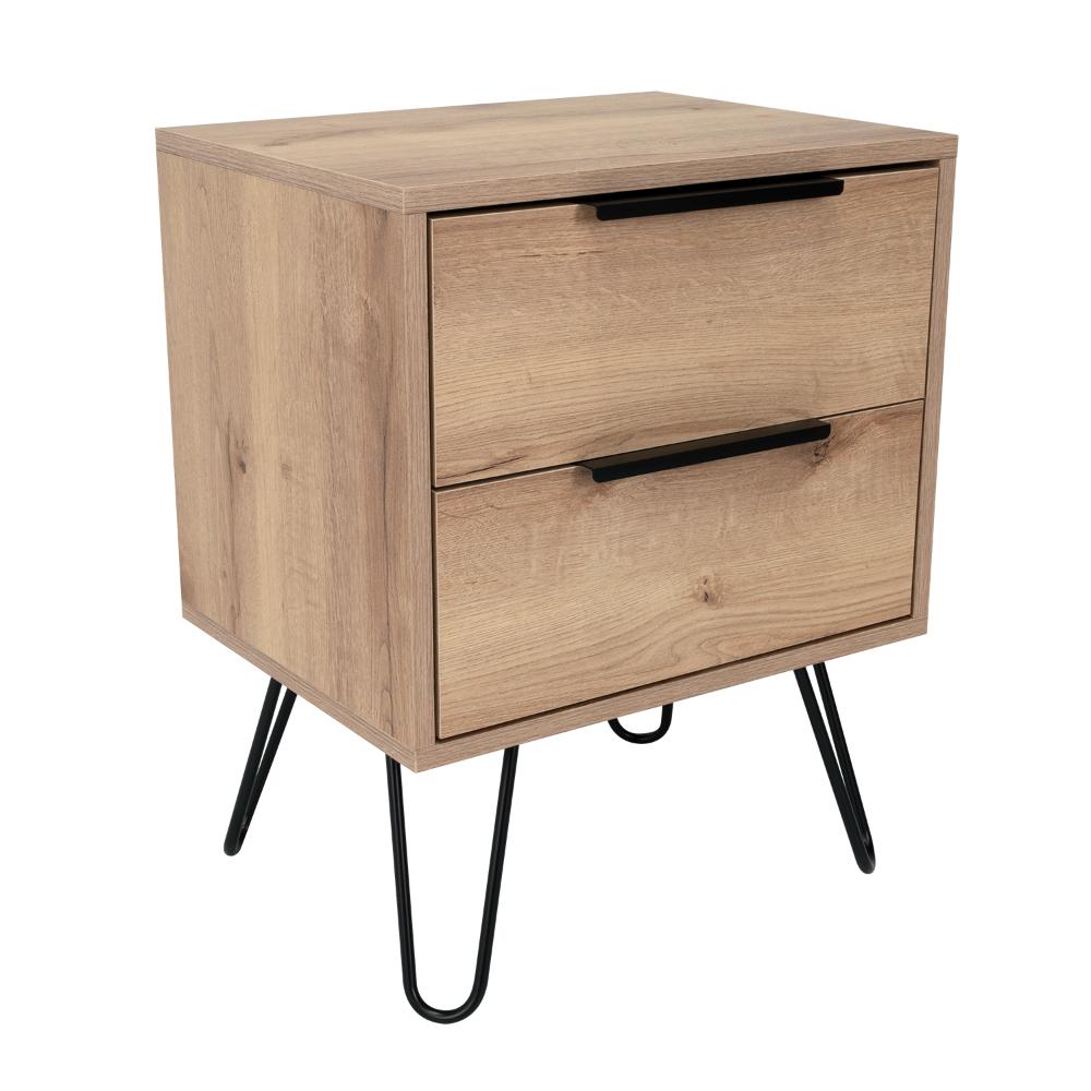 MESA DE NOCHE ALI, CAFÉ CLARO Y WENGUE, CON DOS CAJONERAS ZF