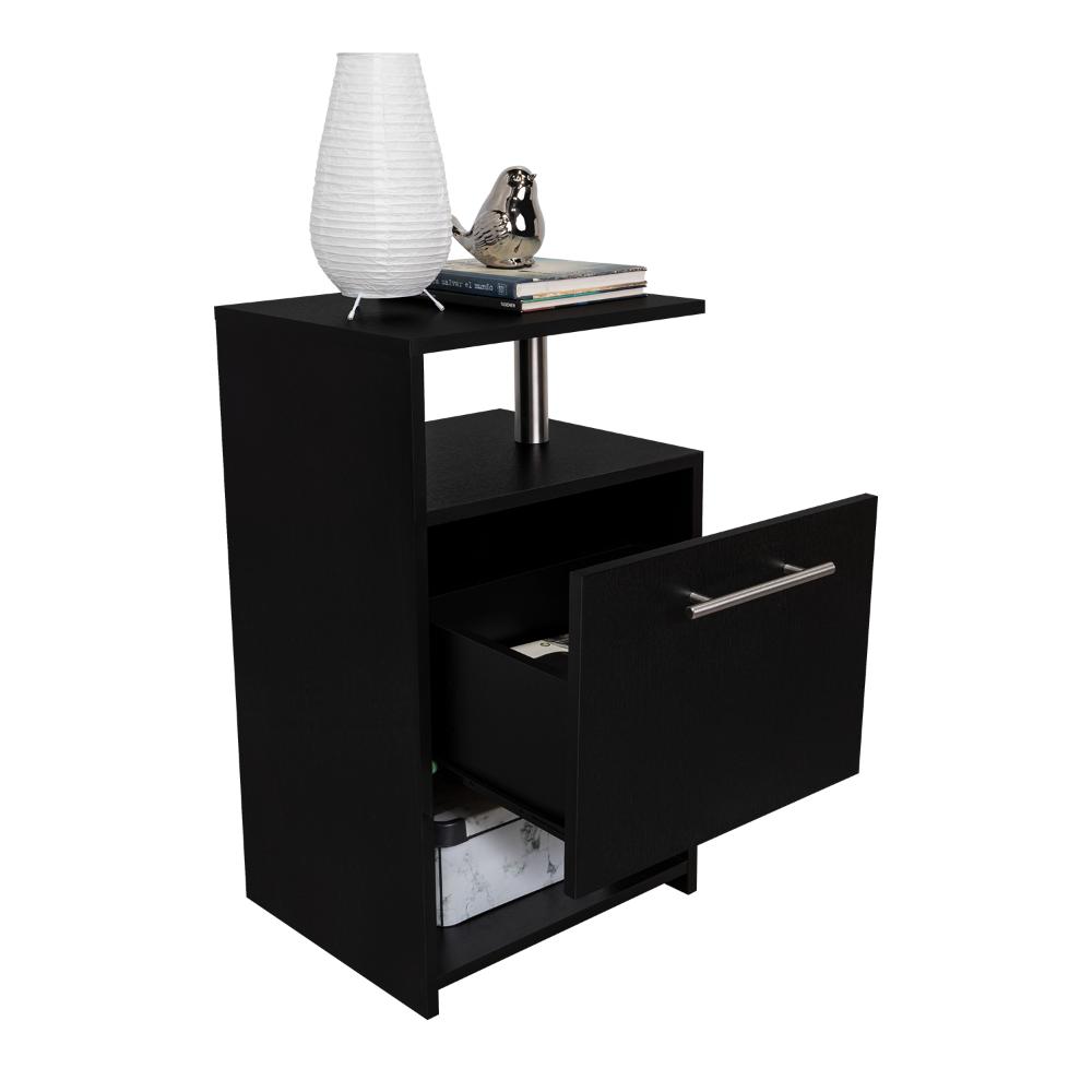 MESA DE NOCHE ALTA JENA, WENGUE, CON CAJON PARA GUARDAR OBJETOS