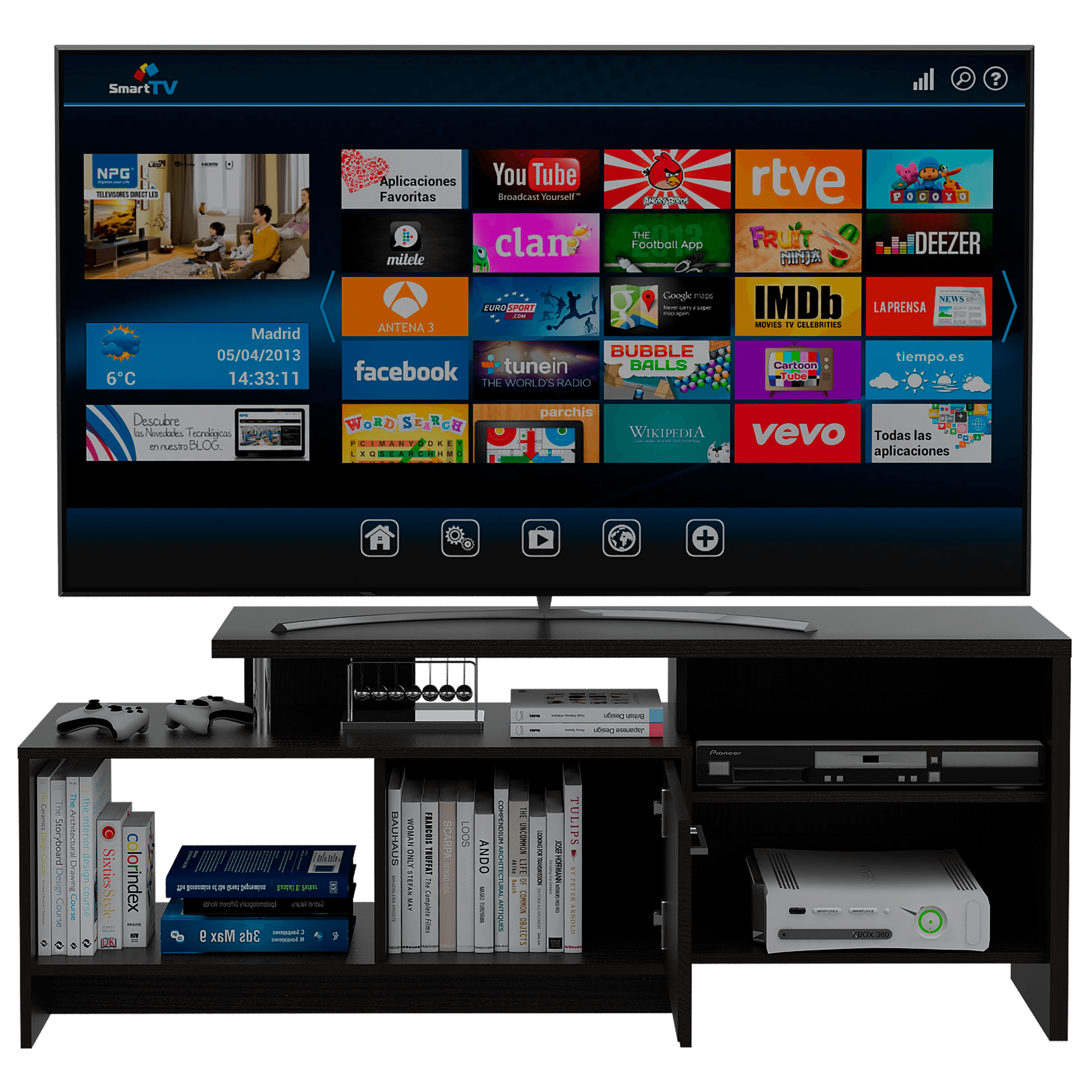 MESA PARA TV EVA, WENGUE, CON CAPACIDAD PARA TV DE 49 PULGADAS