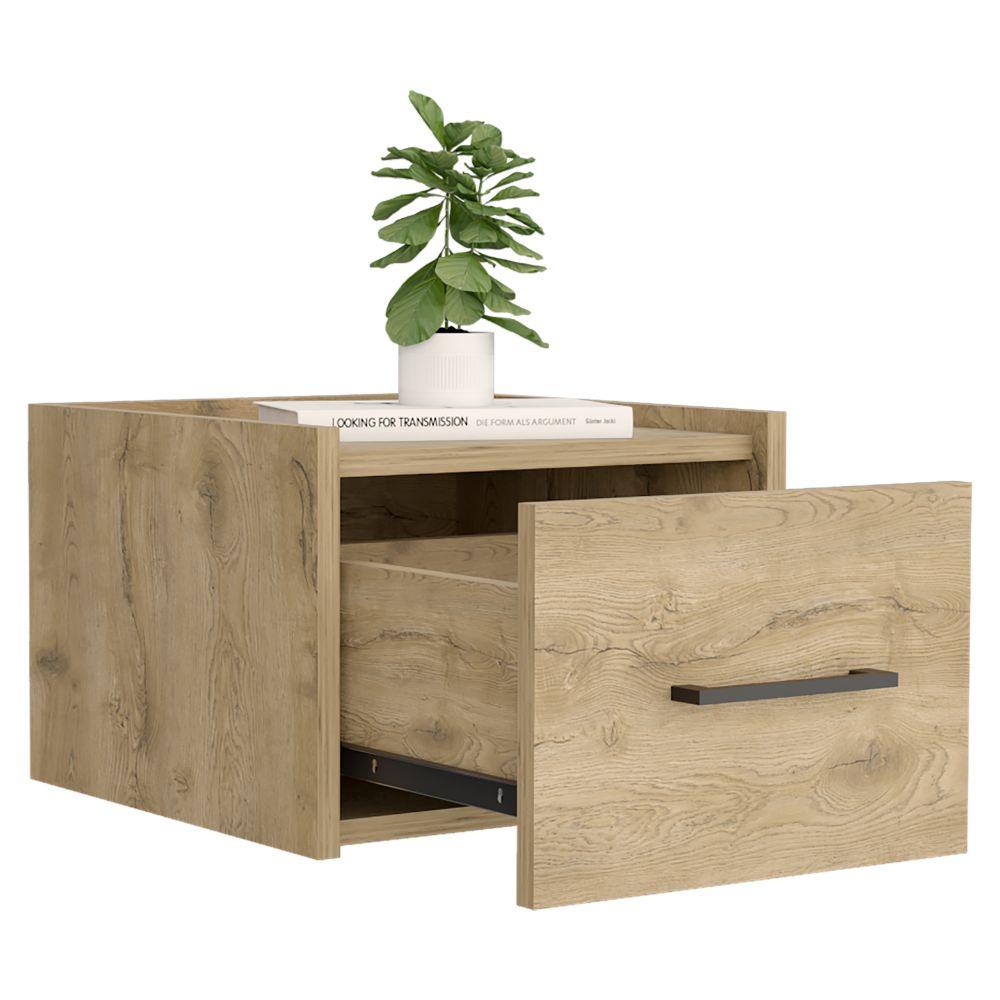 MESA DE NOCHE FLOTANTE BOA, MACADAMIA, CON ESPACIO PARA COLOCAR OBJETOS DECORATIVOS