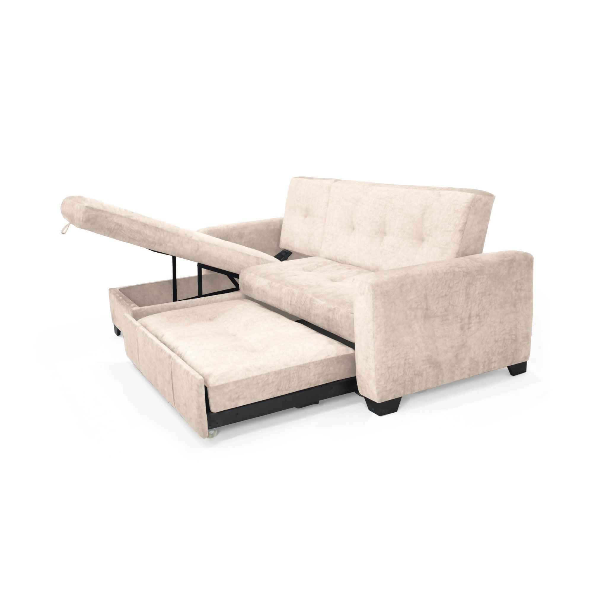SOFA CAMA EN L ATLAS DERECHO 220X160X92 CON BAUL TELA BEIGE